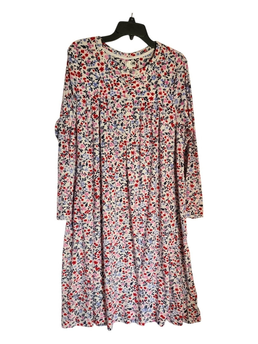Aria Collection Floral Long Sleeve Nightgown Fleece XL 16-18 Soft Cozy Muumuu